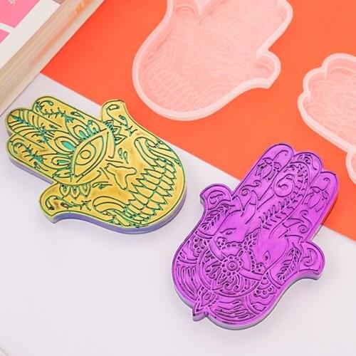 Hamsa Coaster Resin Mold Home Decoration Eye of Providence Plate Jewelry Accessories Storage Dish Diy Cup Tray Silicone Mold