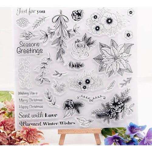 20.5x20.5cm Leaves Time Transparent Seal Clear Stamps Silicone Seal TPR Halloween Christmas Roller stamps DIY Scrapbooking Card