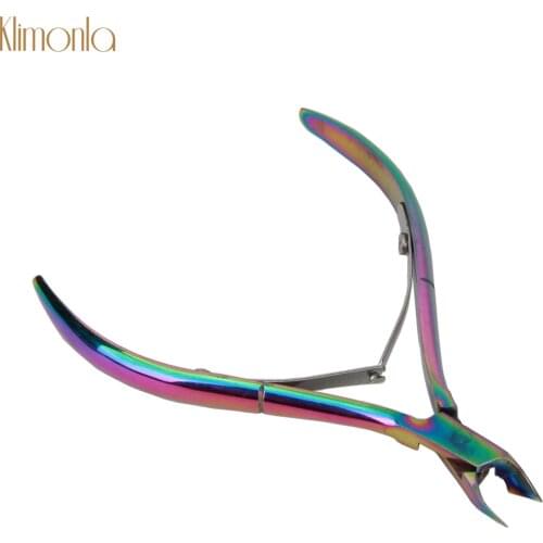 Rainbow Nail Cuticle Cutter Dead Skin Scissor Trimmer Inlaid Oblique Nail Scissors Dead Skin Pedicure Manicure Pliers Tool