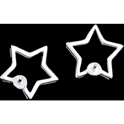 1 Pair of Sterling 925 Silver Star Ear Stud Earring Findings Bases DIY Jewelry