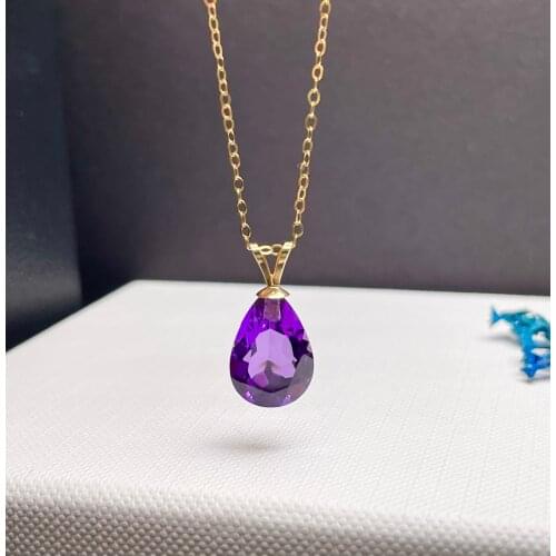 Shilovem 18k yellow piezoelectric amethyst Pendants fine Jewelry women trendy no necklace classic new gift 9*13mm mymz0913552z