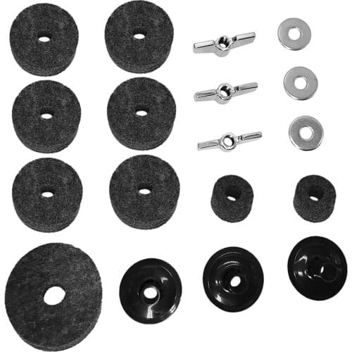 18pcs Cymbal Replacement Accessories Felt Pads Cymbal Sleeves Nuts Washers Musical Percussion Instruments