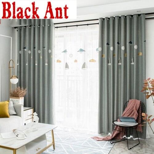 Nordic Chandelier Design Embroidered Grey Blackout Curtains for Living Room Window Bedroom Sheer Drape Tulle Curtain X612#30