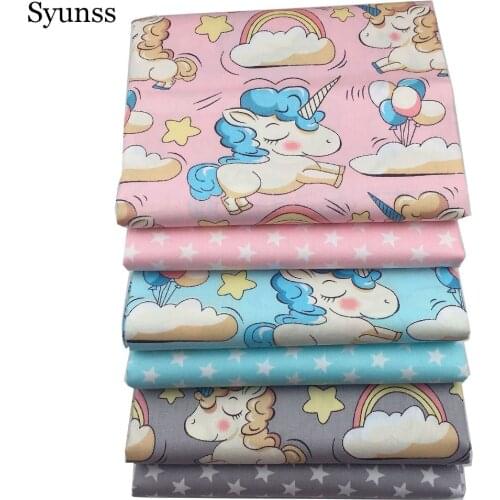 Syunss 40*50cm Diy Patchwork Quilting Baby Cribs Cushions Blanket Sewing Tissus Unicorn Stars Balloon Printed 100% Cotton Fabric