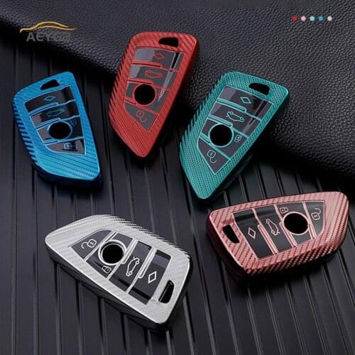 Carbon Fiber TPU Car Remote Key Cover Case Shell For BMW X5 F15 X6 F16 G30 1 2 5 7 Series G11 X1 F48 F39 X3 E53 E70 E39 F10 F30