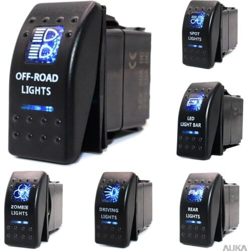 Waterproof Car Marine Rocker Switch 12V 24V 5Pin SPST ON-OFF Toggle Switch Dual LED Backlit for car motorcycle bus RVboat Marine