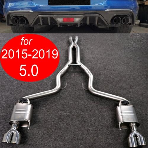 Controlled Car exhaust system for 2015-2019 Ford Mustang 5.0 rear bumper middle &rear exhaust system w/ exhaust end piepe tips