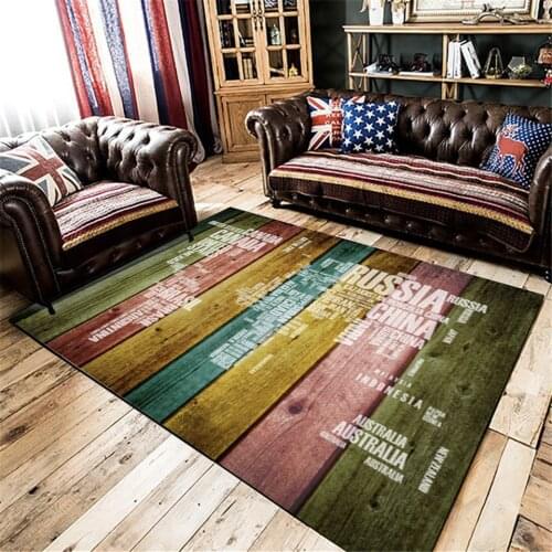 Wishstar Imitation Colorful Wood Grain Carpet With White English Alphabet Printed Sofa Carpet Bedroom Beside Rug Floor