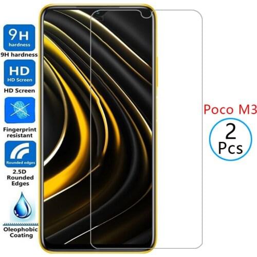 Protective tempered glass for xiaomi poco m3 screen protector on ksiomi pocom3 m 3 3m poco3m 6.53 film xiomi xiami xaomi xiaomy