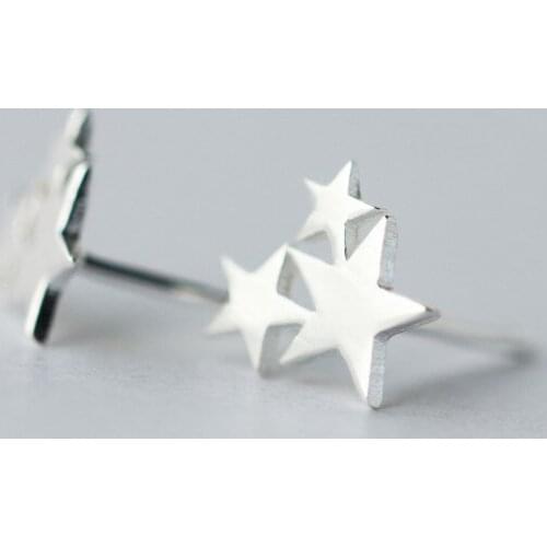 Ann & Snow Authentic 925 Sterling Silver Exquisite Stackable Star Stud Earrings for Women Fine Jewelry Gift