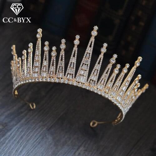 CC Tiaras and Crowns Hairband Headband Baroque Style Wedding Hair Accessories For Bridal Women Cubic Zircon Shine Crown XY413