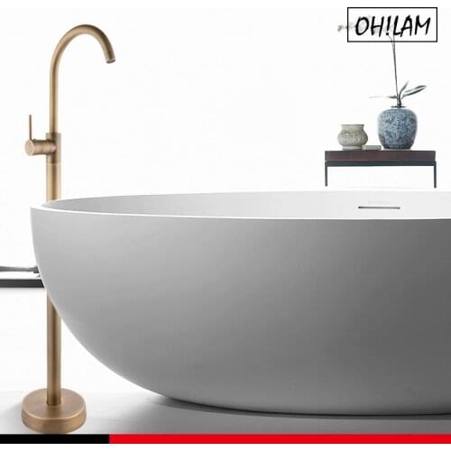 Gold Antique Black Single Pipe Floor Mount Bathroom Tub Faucet One Handle Hot Cold Water Bathtub Mixer Taps Chrome Finished
