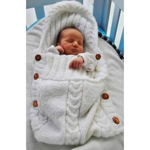 2017 Kids Baby Boys Girls Sleeping Bag Warm Newborn Baby Sleeping Bags Solid Knitted Infant Swaddle Wrap Solid Adorable Blanket