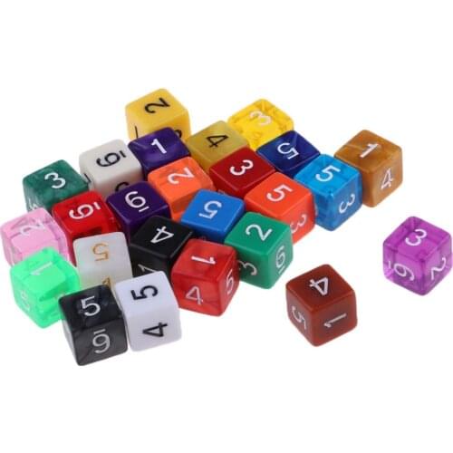25 Pcs Polyhedral D6 Dice For TRPG Game Random Color