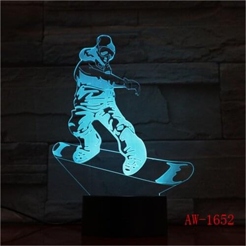 Figure Snow Skating 3D Desk Night Light Coloful Gradient LED Desk Lamp Touch Button Table Lampara Child Birthday Gift AW-1652