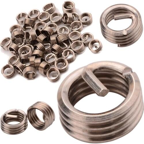 50pcs Wire Thread Inserts 304 Stainless Steel Metric Helical Screw Thread Wire Repair Insert Assortment Kit M6x1.0x1D