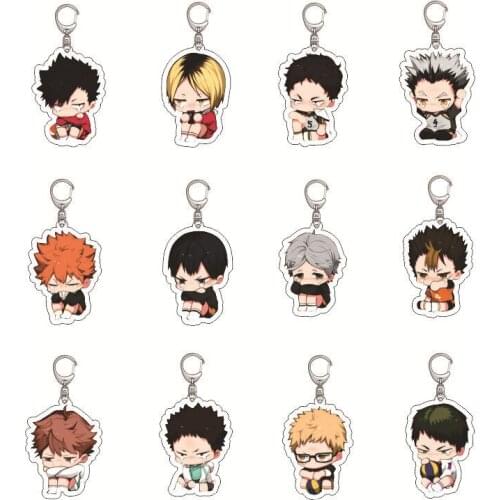Anime Haikyuu Cartoon Shoyo tobio Kenma Tooru Acrylic Pendant Keychain Keyring Figure Toy Gifts