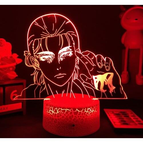 Anime Attack on Titan 3D LED Night Light 4 Eren Yeager Figure For Bedroom Decor Bedside Lamp Kids Boys Mange Mange Gift