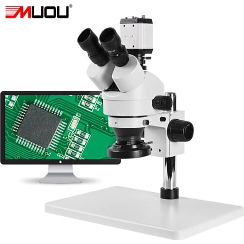 HD digital Trinocular Stereo Microscope zoom 3.5 90x + Large workbench+1080P camera USB VGA CVBS + LED Ring Light +1/3 adapter