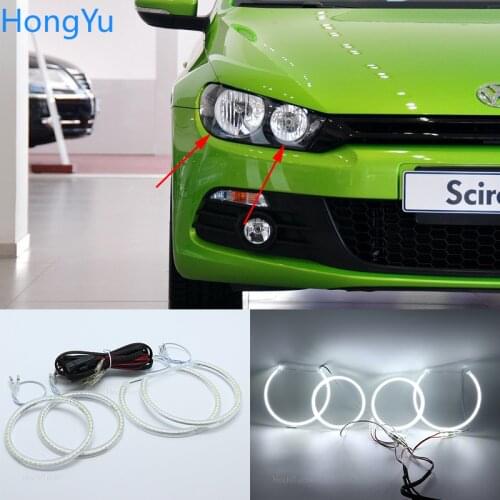 For Volkswagen VW Scirocco non projector Halogen headlight Smd Led Angel Eyes kit Excellent Ultra bright illumination DRL