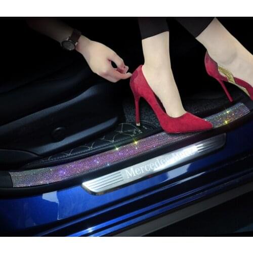 Crystal Car Bling Accessories StickersThreshold Plate Door Entry Guard Stickers and Decals Threshold Sill Scratch-Resistant