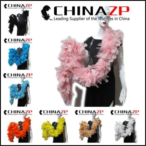 CHINAZP Feather Supplier Mardi Gras Costume 150g Fluffy Mix Color Turkey Feather Chandelle Boas Wholesale Bulk