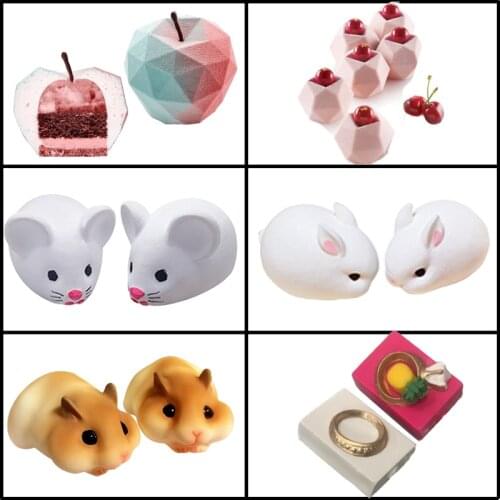 Meibum Bunny Rat Mousse Mould Diamond Ring Fruit Muffin Silicone Cake Mold Candle Pan Dessert Baking Tool Pastry Decorating Tray
