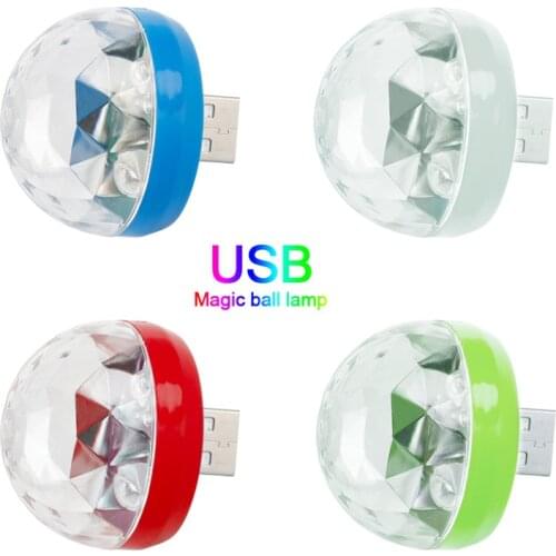 Mini USB LED Disco Stage colorful Light small portable LED magic ball compatible with Phones/Tablet/Notebook for family parties
