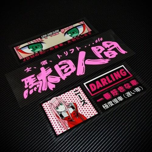 Car Stickers Cartoon Cartoon Motorcycle Body Tank Decal for Street Racing Culture Japan Anime Girl Slow JDM Sun Wine