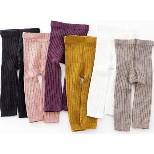 Spring and Summer New Girlssocks Double Needle Vertical Striped Baby Leggings Cotton Capri Panty-Hose for Kids Pants