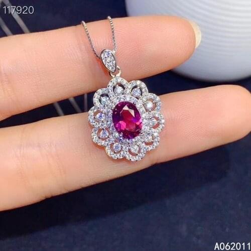 KJJEAXCMY fine jewelry natural garnet 925 sterling silver lovely girl new pendant necklace chain support test