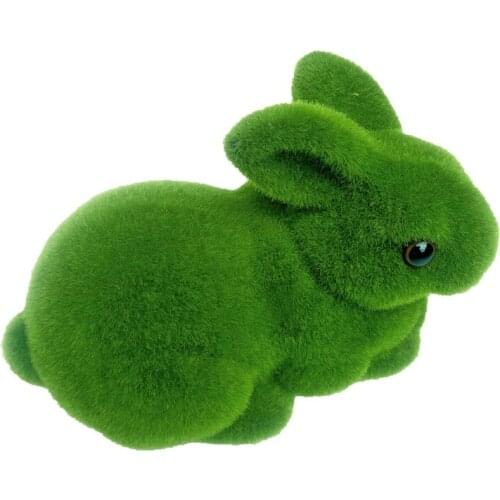 Easter Moss Rabbit Statue Artificial Turf Grass Bunny,Flocked Animal Figurines Ornament for Party Garden Yard Decoration