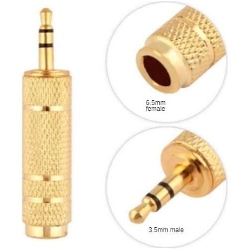 Gold Plated Adapter 3.5mm 1/8" Male To 6.5mm 1/4" Female Stereo Audio Jack Connector