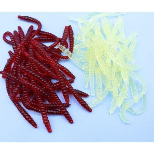 20pcs/lot Fishing Soft Lure Simulation Earthworm red/yellow Worms 6cm Artificial Lifelike Trout carp Lures fishing takcle