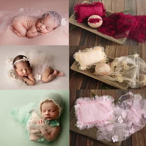 Newborn Baby Photography Props Floral Preal Wrap Mesh Backdrop Photography Blanket Props Studio Shoots