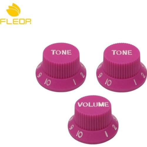 FLEOR Set of Top Hat 2T1V Tone Volume Speed Control Knobs Guitar Knobs Purple
