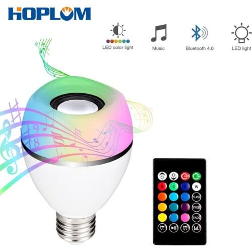 Led Light Bulb Integrated Bluetooth Speaker,8W E27 RGB+W Changing lamp Wireless Stereo Audio with 24 Keys Remote Control