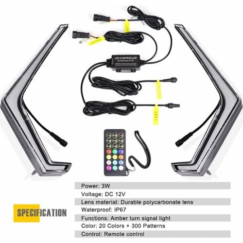 Turn Signal Fang Light Spiral RGB Chase Light for 2018-2021 RZR XP 1000 Turbo