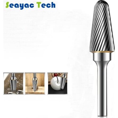 Tungsten Steel Hard Rotary Alloy Metal Grinding Head Boring Cutter L-type Conical Dome Rotary Files