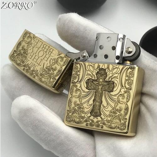 Jesus cross vintage grinding wheel flint kerosene gasoline Petroleum oil lighter men Fine gift (Handed -Made Sculpt 4 to 7 Day)