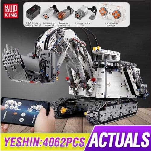 Mould King 13130 High-Tech The Terex RH400 Mining Excavator R9800 Motor Car Model Building Blocks Bricks Kids Educational Toys