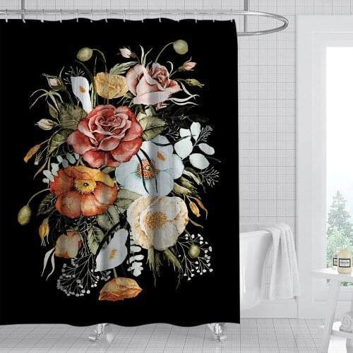 Nordic INS Moon Flowers Print Shower Curtain Waterproof And Mildewproof Bathroom Partition Curtain Home Decor Window Curtains