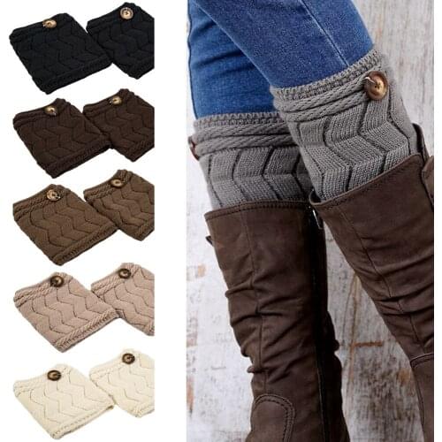 Women Knitted Boot Cuffs Short Socks Thick W-shaped Leg Warmer Short Socks SCKMX0049