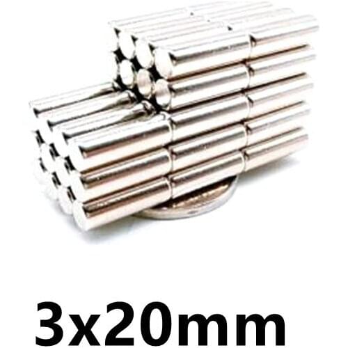 100-500pcs 3x20 Minor Diameter Magnet 3mm x 20mm Bulk Small Round Magnets 3x20mm Neodymium Disc Magnets 3*20 mm strong magnetic