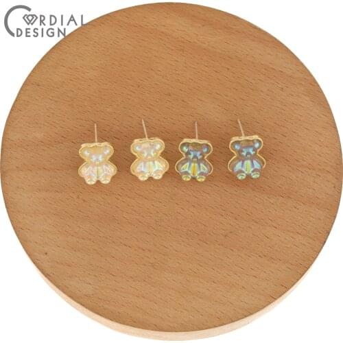 Cordial Design 100Pcs 11*13MM Jewelry Accessories/Aurora Effect/DIY/Earrings Stud/Animal Shape/Jewelry Findings & Components