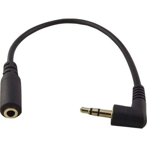 1x 3.5mm 3 Pole 90 Degree Right Angled Stereo Male To 3 Pole Female Extension Audio Connector Cable 15cm