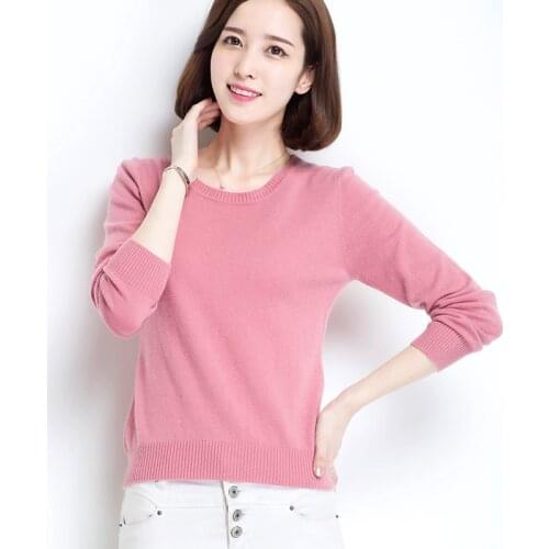2021 Cashmere wool Sweater Women solid color Pullover o-neck sweater female Long sleeve