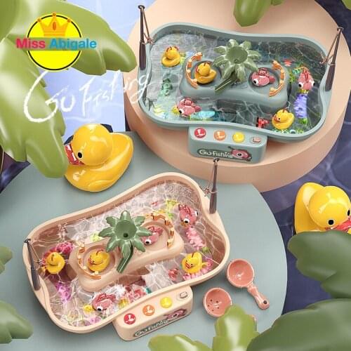 2021 Child Toy Magnetic Fishing Music Electric Circulation Fishing Duck Fishing Platform Water Play Game Toys for Kids Gift