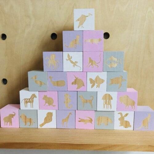26pcs Animal Block Wooden Child Education Nursery Decoration Kids Toy Nordic INS Baby Room Decal Thing Baby Room Cute Decorative
