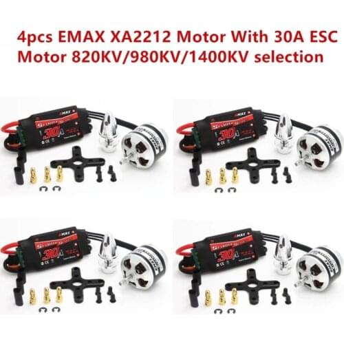 4Pcs EMAX XA2212 820KV 980KV 1400KV Brushless Motor With Simonk 30A ESC For RC Model
